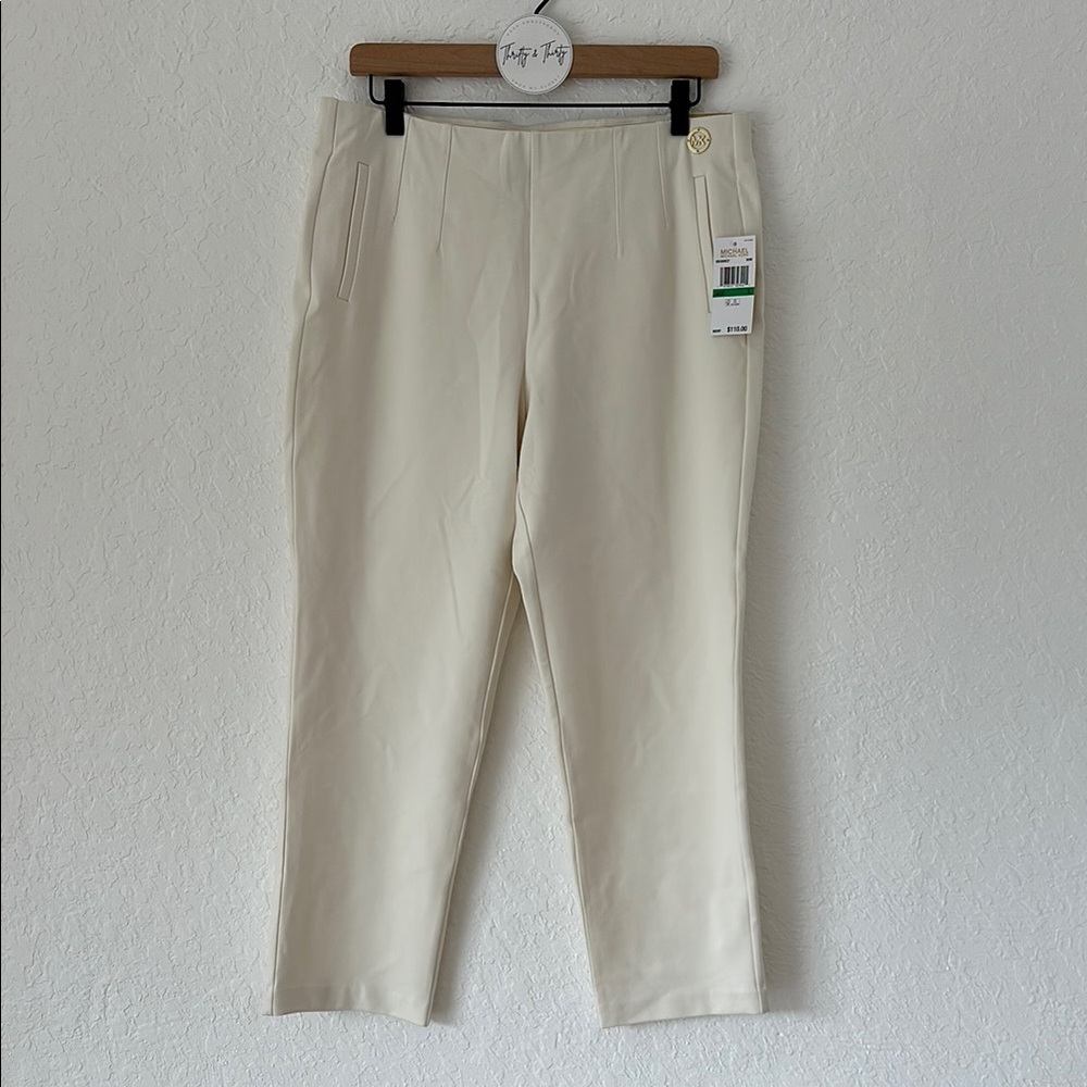 Michael Kors Straight Ankle Pull On High Rise Pants in Bone Womens Size 10